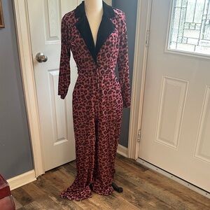 Leopard Print Jumpsuit - Pink and Black